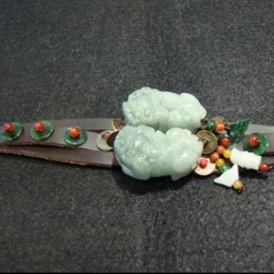 &帛邑坊&緬甸玉A貨貅皮手鍊